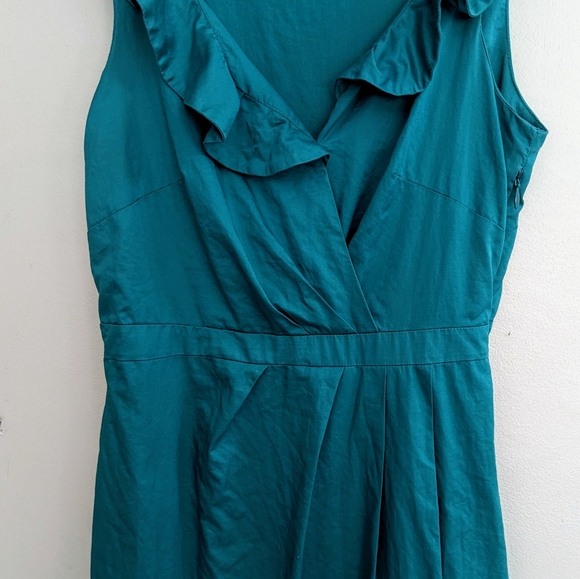 J Crew Blakely Dress, Sleeveless, Ruffle, Cyan Green, Women's Size 0 - Picture 5 of 10